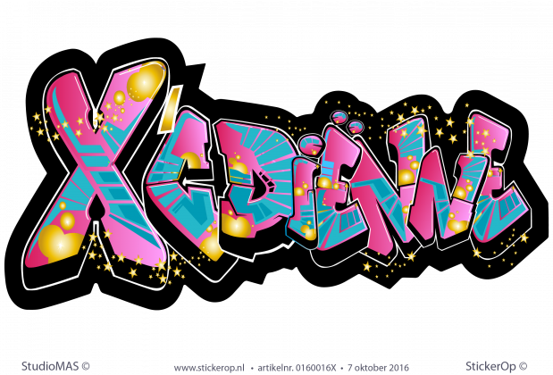 Muursticker full colour graffiti - X'cdiënne Muursticker graffiti type A Xcdienne