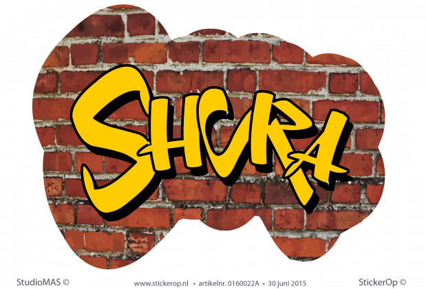 Muursticker graffiti bakstenen muur - Shura muursticker graffiti Shura
