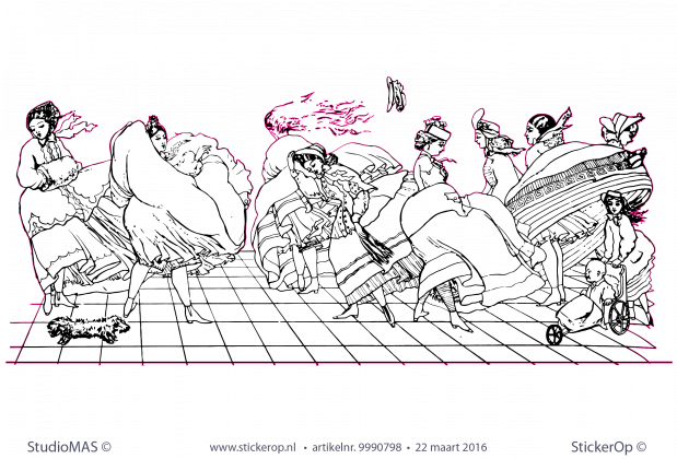 muurstickers zakelijke afbeelding  Carolijns opwaaiende  rokken