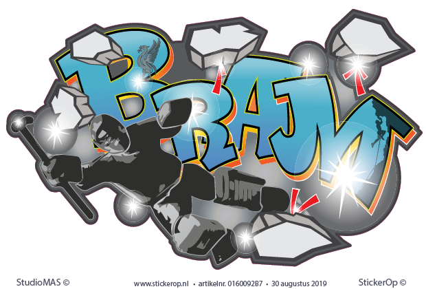 Muursticker graffiti eigen vorm - Bram