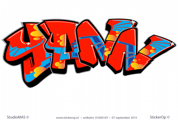 Muursticker graffiti type A - Yann muursticker graffiti type A Yann