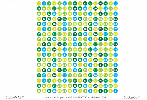 Full colour stickers met - set 1 t/m 32 - sticke