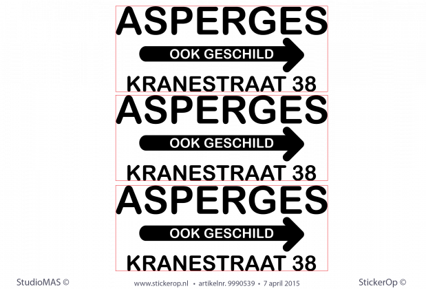 buitensticker zakelijk asperge bord
