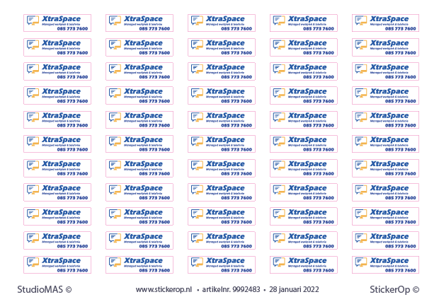 Productstickers zakelijk - XtraSpace - 4x 55 stuks - afm. 5 x 1,3 cm zakelijk - XtraSpace