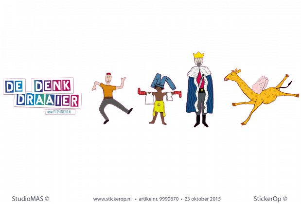 Stickers - De denk draaier - 10 sets van 5 stickers zakelijk logo filosofiejuf