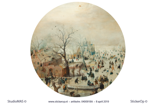 Winterlandschap met schaatsers - cirkel uitsnede - Hendrick Avercamp met schaatsers-Hendrick Avercamp-cirkel