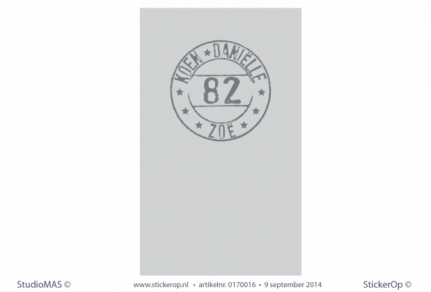 muursticker naamstempel nummer 80