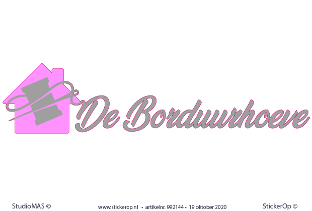 Muursticker logo eigen bedrijf - De Borduurhoeve - muursticker zakelijk logo - De Borduurhoeve