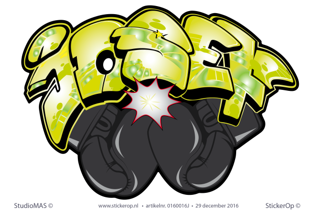 Muursticker graffiti thema boxen - Josef Muursticker graffiti type A Jozef
