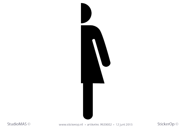Toiletdeur stickers pictogram halve vrouw rond pictogram halve vrouw toilet