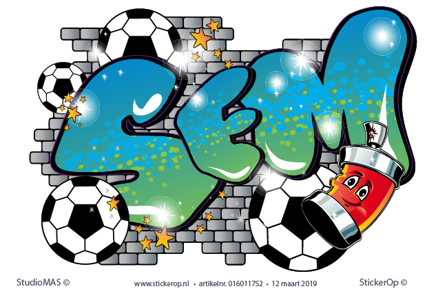 uitrusting zijde Draai vast Muursticker graffiti eigen naam thema voetbal - Sem met spu