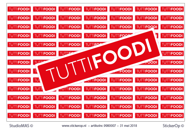 Logo stickertjes zakelijk gebruik op A4 vel - Logo TuttiFoodi - per 4 vel met elk 91 stickers 4 x 1cm zakelijk gebruik - TuttiFoodi