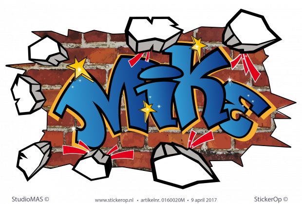 muursticker graffiti Mike