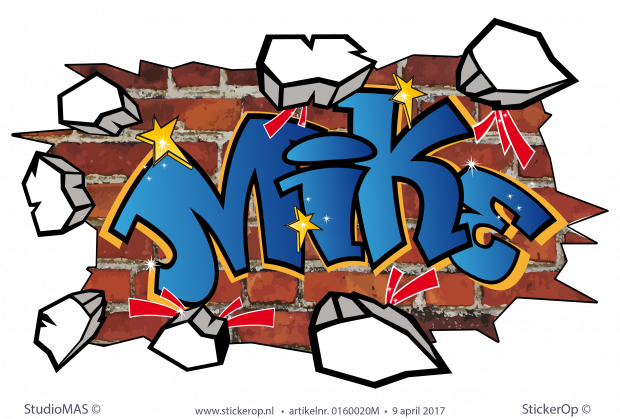 Muursticker graffiti - Mike muursticker graffiti Mike