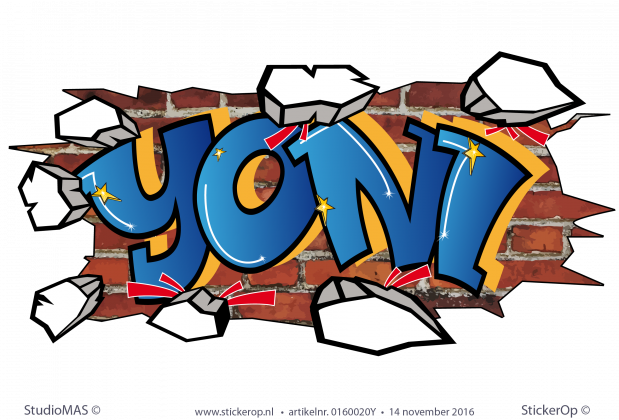 Muursticker graffiti type G - Yoni muursticker graffiti Yoni