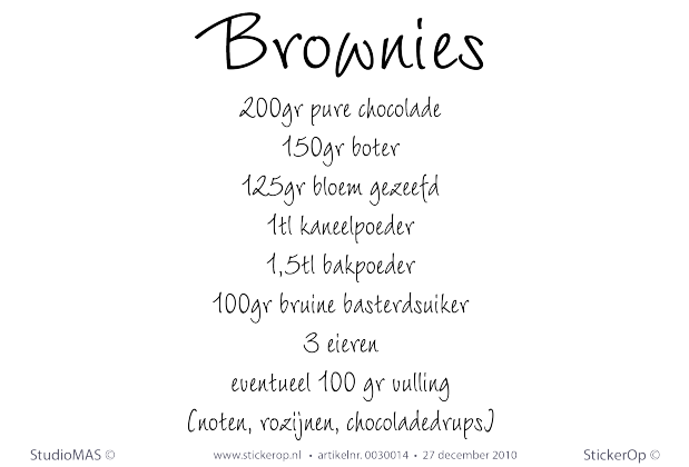 Muurstickers thema muursticker recept Marchas brownies