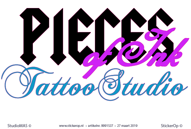 muursticker zakelijk logo - Pieces of Ink TattooStudio