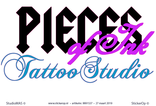 Muursticker zakelijk logo - Pieces of Ink Tattoo Studio muursticker zakelijk logo - Pieces of Ink TattooStudio