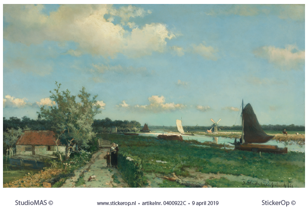 De trekvliet bij Rijswijk - originele uitsnede - Johan Hendrik Weissenbruch trekvliet bij Rijswijk-Johan Hendrik Weissenbruch-origineel