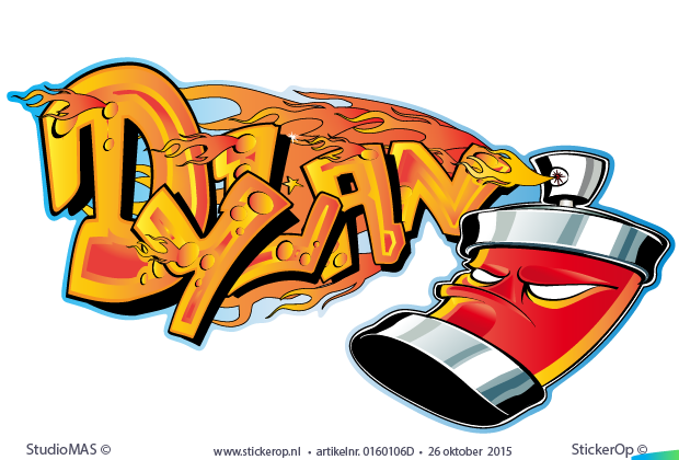 Muursticker graffiti met spuitbus - Dylan - lettertype