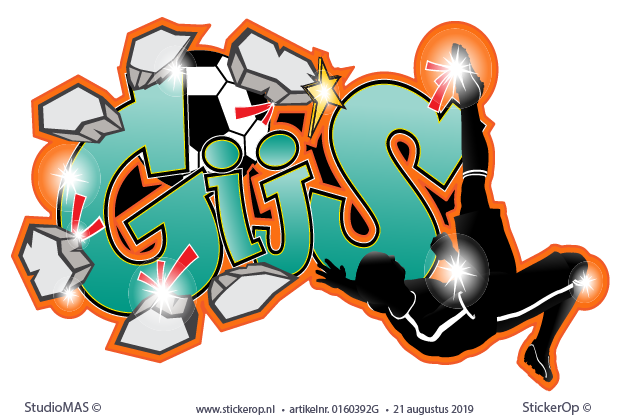 Muursticker graffiti voetbal omhaal - Gijs - Gijs