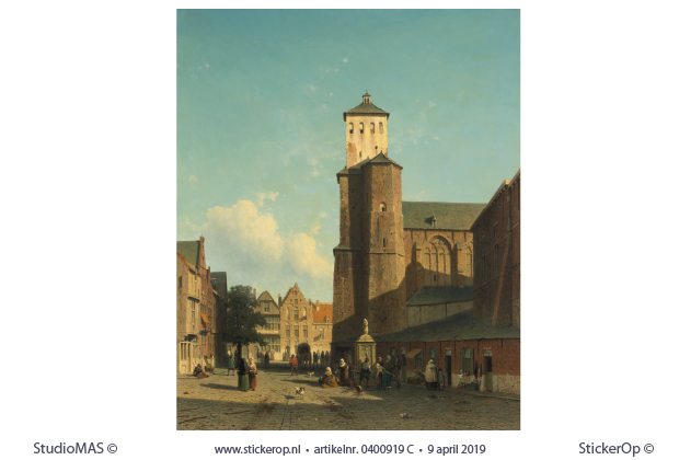 De kerk van St.Denis te Luik - originele uitsnede - Jan Weissenbruch kerk van St Denis te Luik-Jan Weissenbruch-origineel