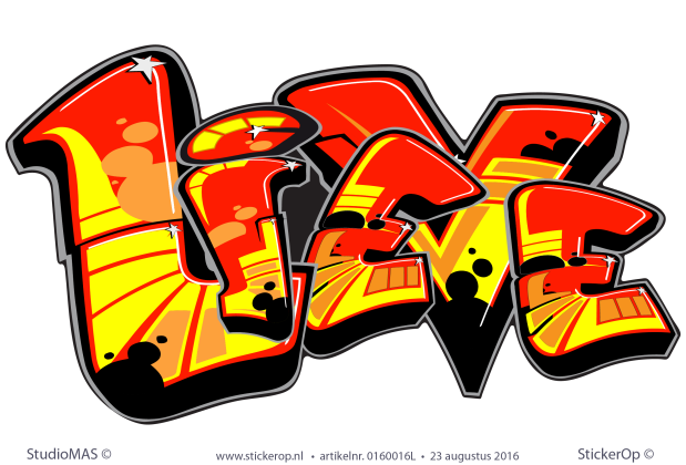 Muursticker graffiti type A - Lieve muursticker graffiti type A Lieve