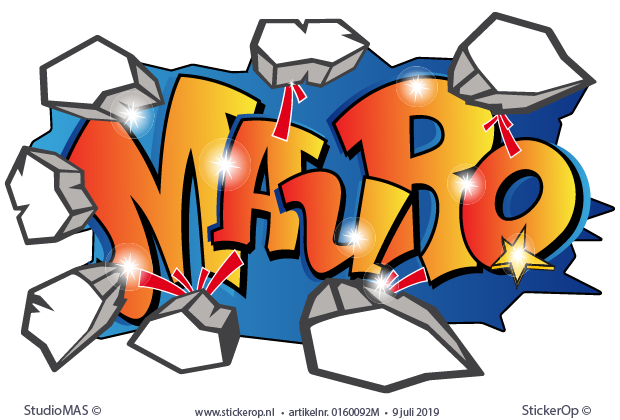 Muursticker graffiti met eigen naam - Mauro muursticker graffiti Mauro
