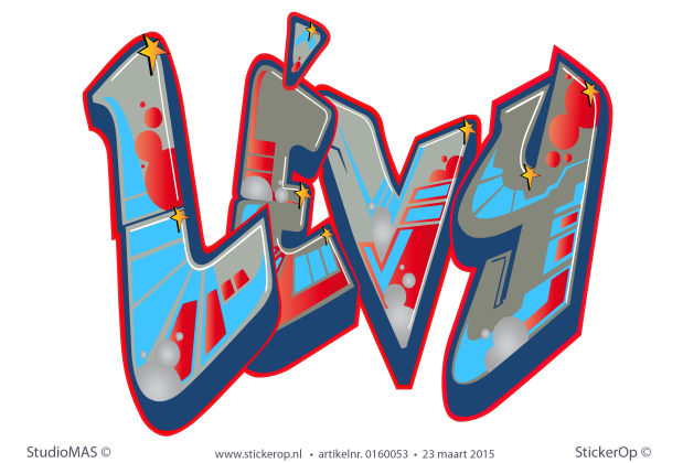 Muursticker full colour graffiti - Lévy muursticker graffiti Lvy