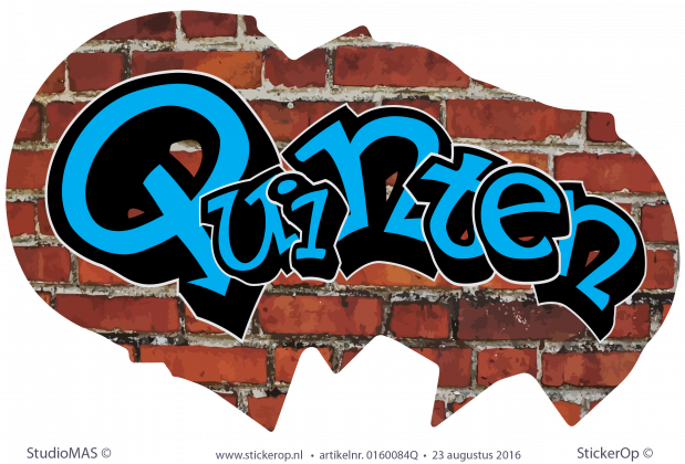 Muursticker full colour graffiti - Quinten muursticker graffiti Quinten