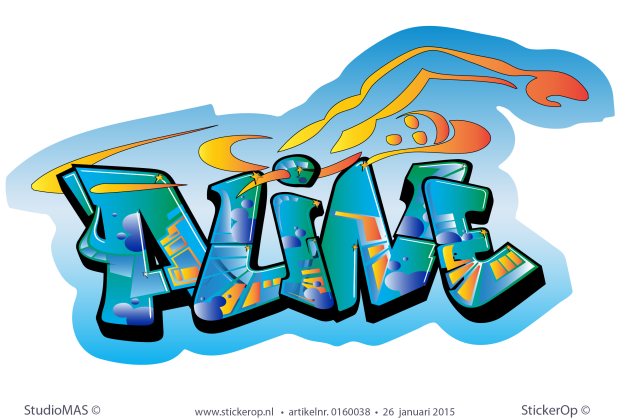 Muursticker graffiti zwemmen - Aline muursticker graffiti zwemmen aline