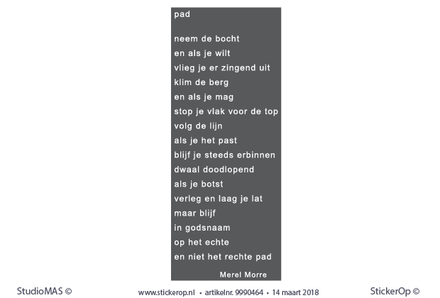 zelf aangeleverde tekst - gedicht Merel Morre
