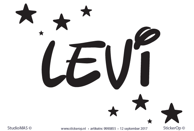 Naamsticker eigen naam - Levi met sterren naamsticker-eigen-naam-Levi
