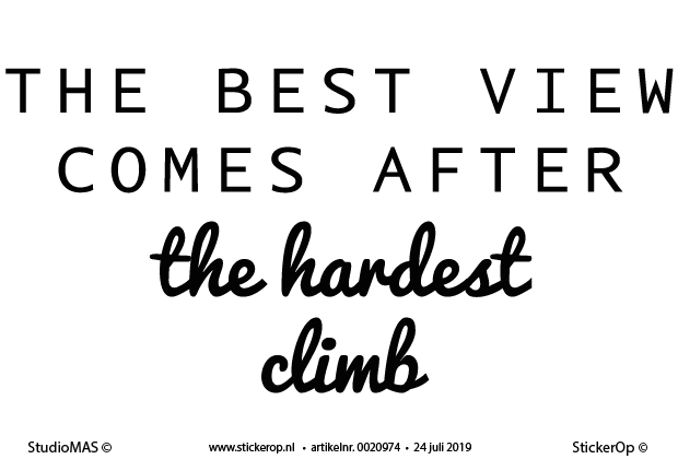 Muurstickers zakelijke quotes - The best view comes after the hardest climb teksten - The best view
