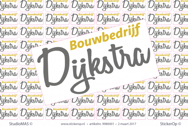 Zakelijk logostickers - Bouwbedrijf Dijkstra - 100 stuks 15 x 7,5 cm - met extra coating zakelijk logostickers Bouwbedrijf Dijkstra