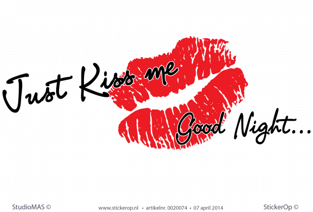 Muurstickers thema muursticker engelse tekst just kiss me good night