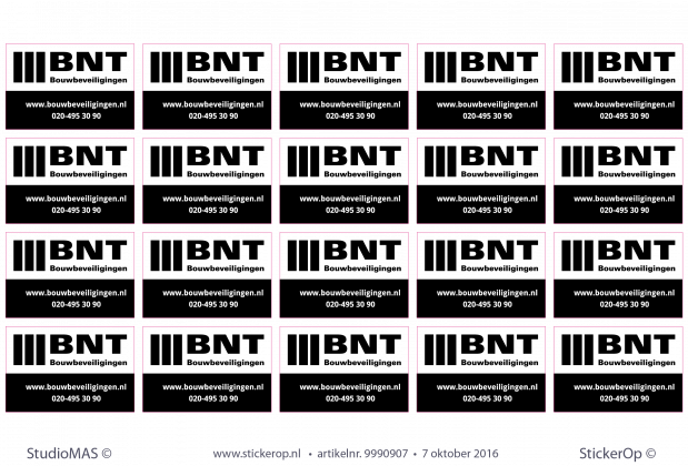 Vinyl stickers zakelijk logo - BNT 01 - 20 stuks 15 x 10 cm Stickers zakelijk logo BNT 01