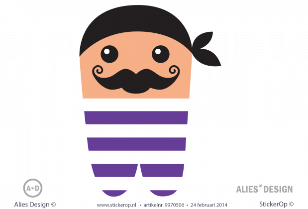 Muurstickers thema muursticker kinderkamer Mustakkio Jack