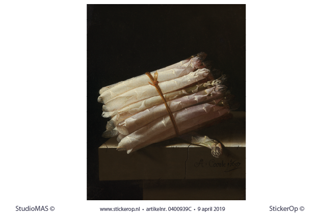 Stilleven met asperges - originele uitsnede - Adriaen Coorte met asperges-Adriaen Coorte-origineel