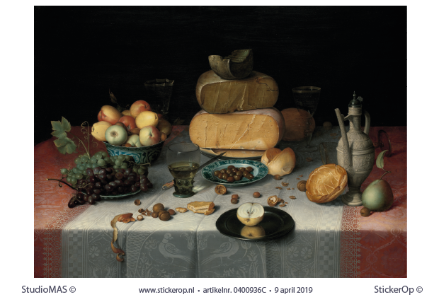Stilleven met kazen - originele uitsnede - Floris Claesz. van Dijck met kazen-Floris Claesz van Dijck-origineel