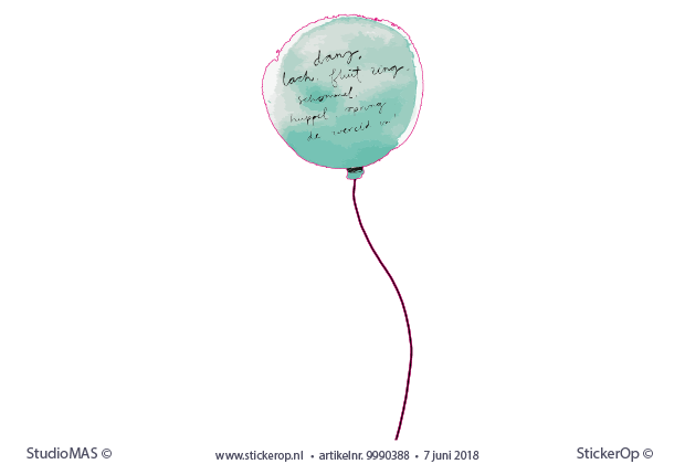 Zelf aangeleverde tekening - Monique's ballon muursticker eigen tekening - Moniques ballon