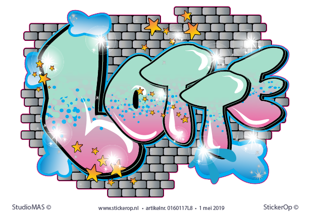 Muursticker graffiti met eigen naam - Lotte graffiti - Lotte