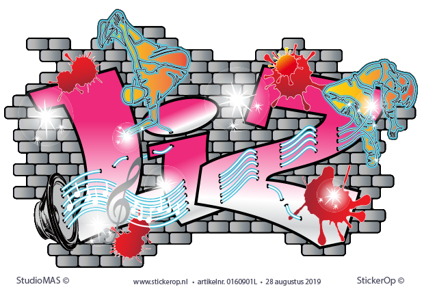 Muursticker graffiti love HipHop - Liz