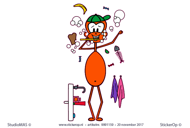 Muurstickers zakelijke toepassing - Tekening Johnny Koker - Mondzorg Rolde toepassing - Mondzorg Rolde