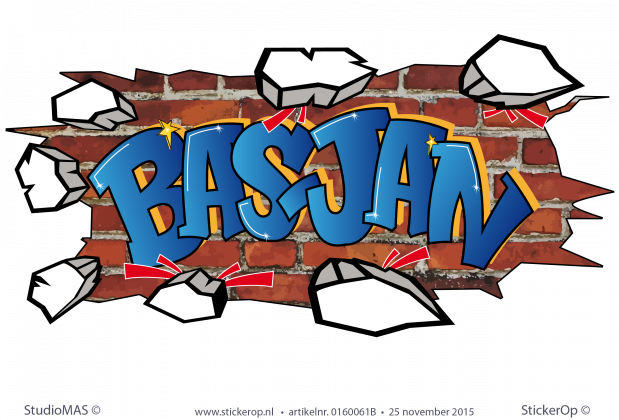 muursticker graffiti bas-jan baksteen