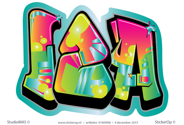 Muurstickers full colour graffiti - IZA muursticker graffiti IZA