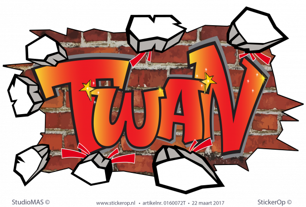 Muursticker graffiti type G - Twan muursticker graffiti Twan baksteen
