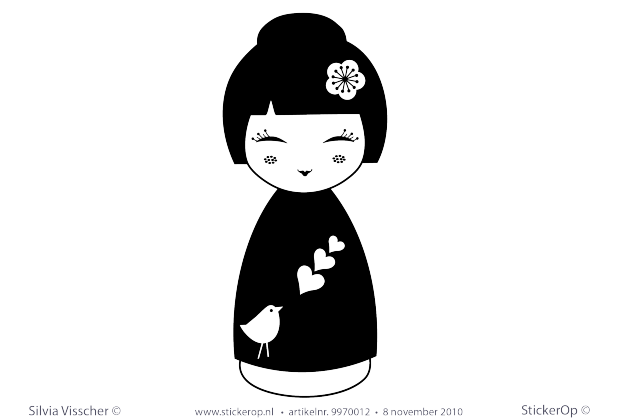 Muursticker thema muursticker kinderkamer Silvias Kokeshi doll