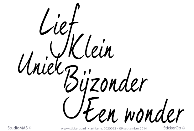 Muursticker tekst babykamer - Lief klein bijzonder... muursticker tekst kinderkamer lief klein uniek bijzonder een wonder