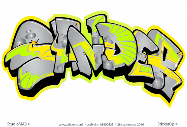 Muursticker full colour graffiti - Sander muursticker graffiti Sander
